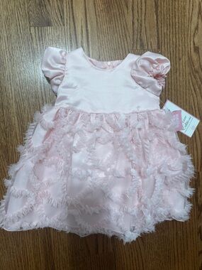 Rare Editions Blush Pink Puff Sleeve Dress